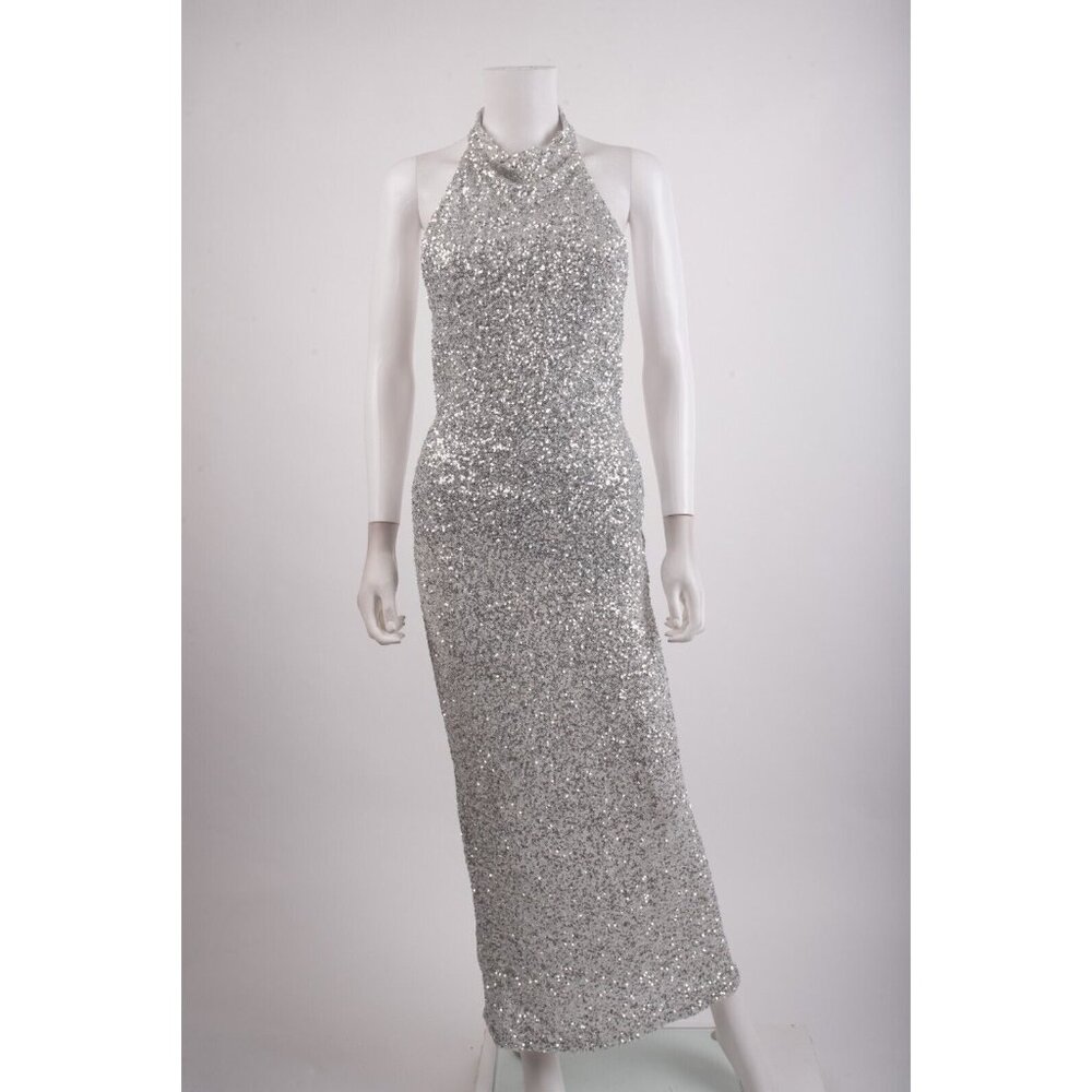 Pull&Bear Silver Sequin Midi Dress